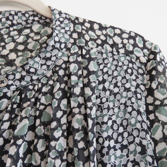 BURBERRY BRIT 100% Silk Ditsy Floral Crepe Pintuck Dress Academia Preppy Luxury - Picture 5 of 16